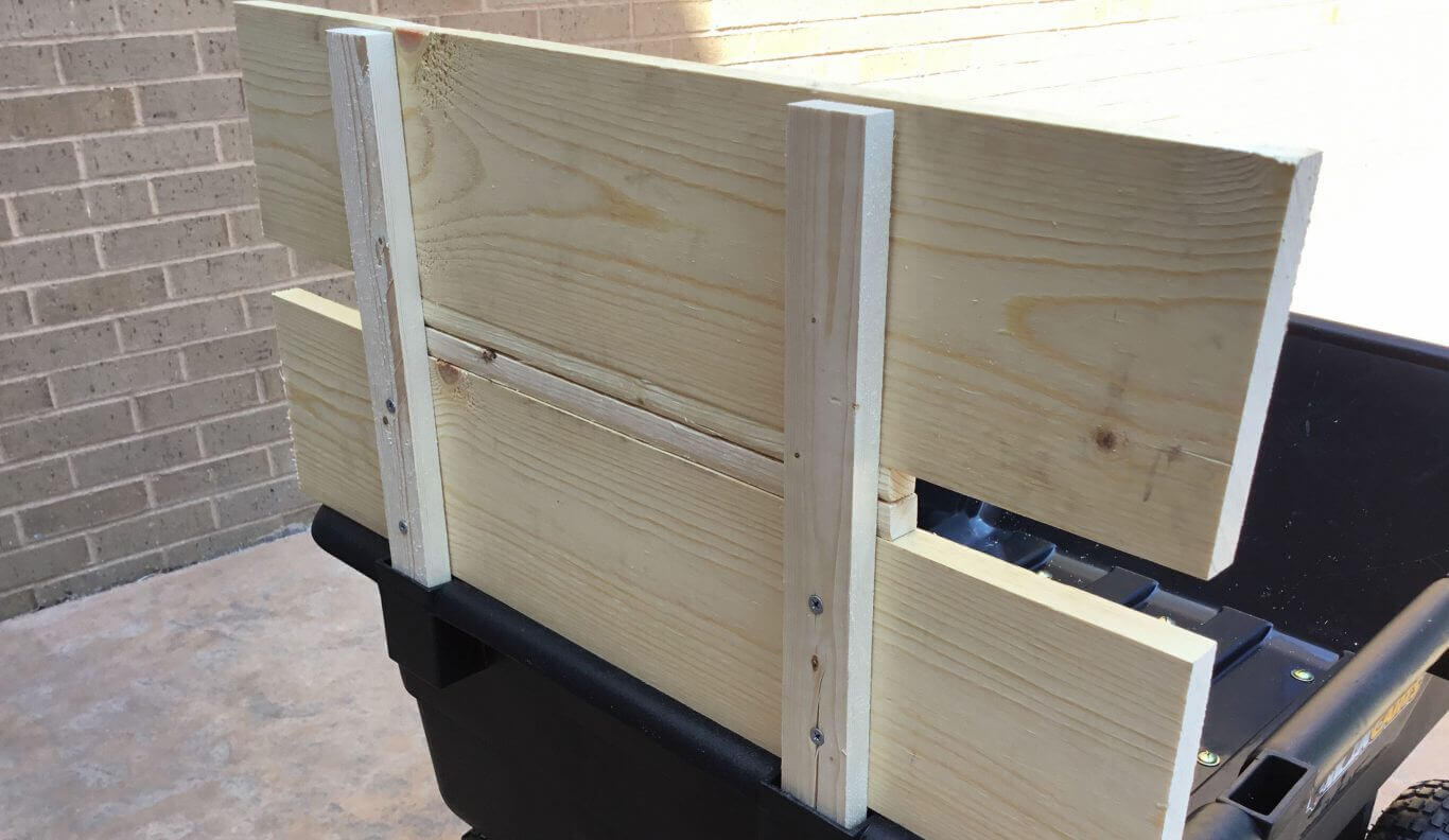 wooden boards on the side of a Gorilla cart